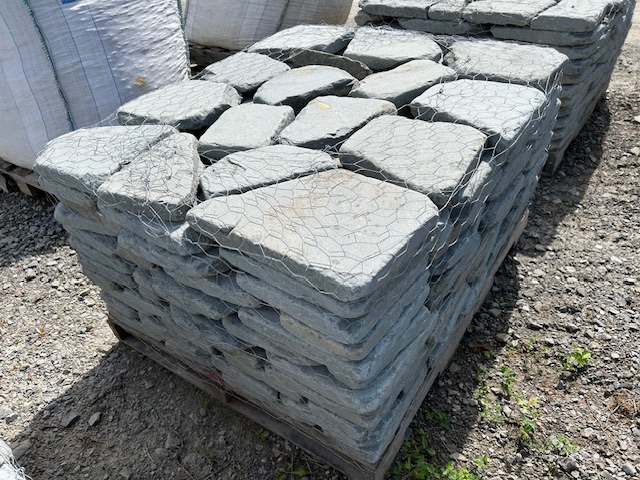 Lot 14: 3 pallets 2" Tumbled Irregular Bluestone Pavers 2